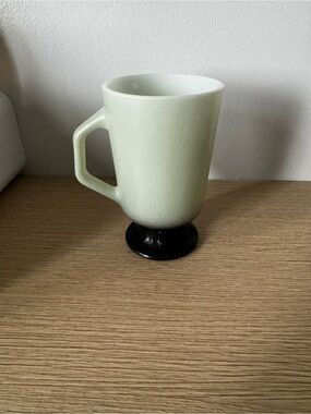 Fire King Mint Green Mug with Black Pedestal